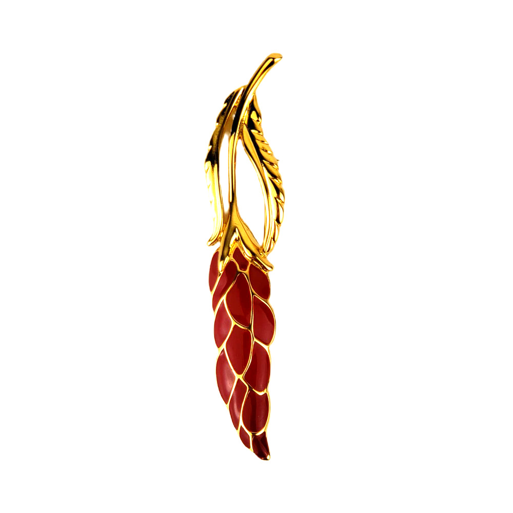 Vintage Monet Red & Gold Flower Floral Pin Brooch